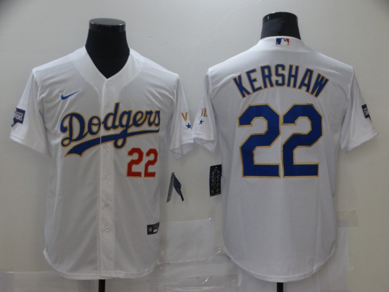 Men's Los Angeles Dodgers Clayton Kershaw #22 White Stitched Jersey